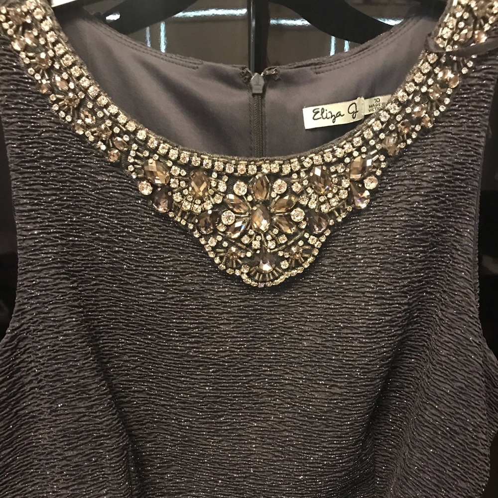 Eliza J sleeveless glitter and bejeweled dress - Picture 2 of 3